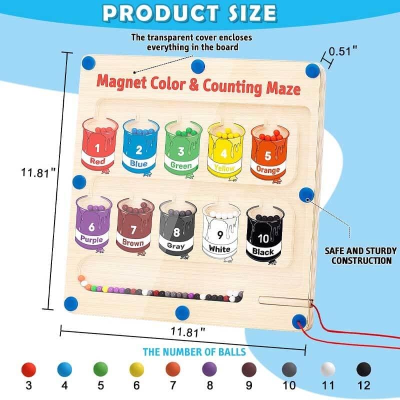 magnetic number and color sorting game