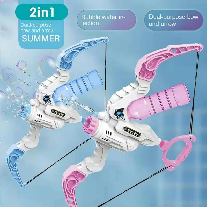 2-in-1 Bow and Arrow Water + Bubble Machine Gun