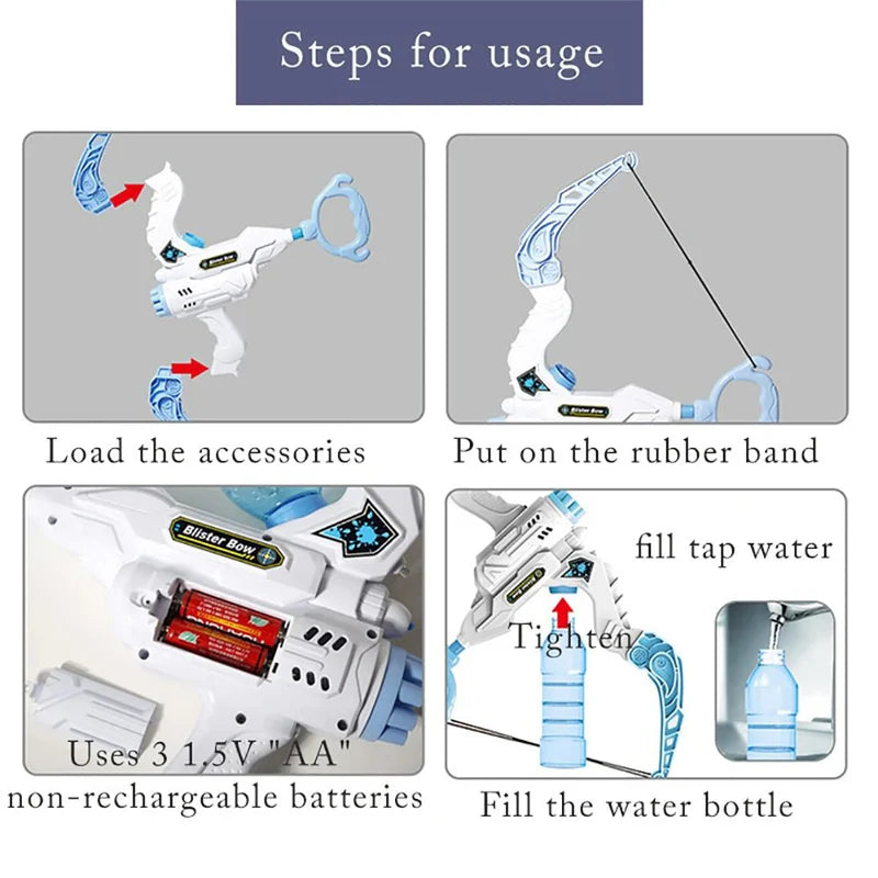 2-in-1 Bow and Arrow Water + Bubble Machine Gun