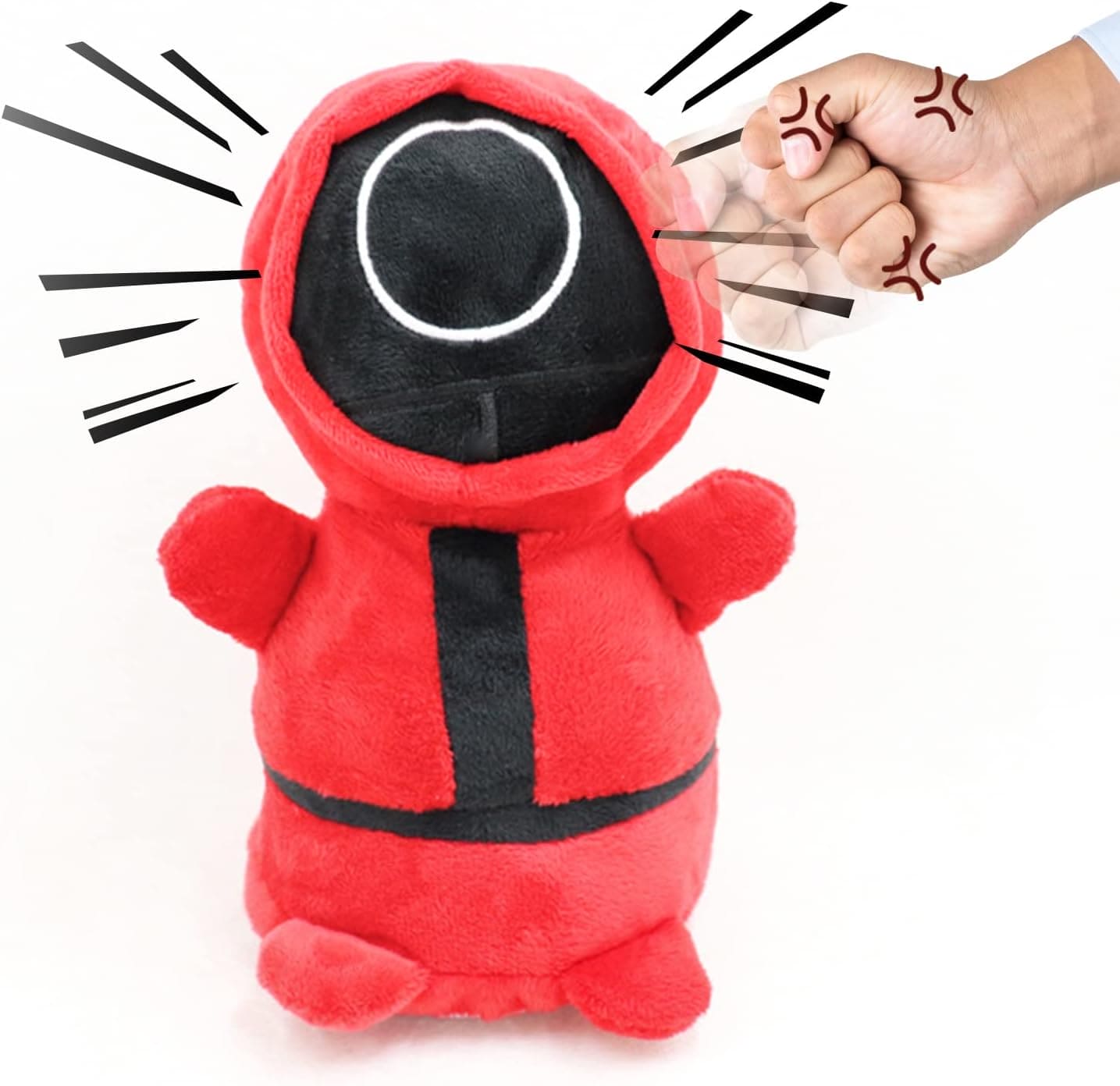 Squid Game Punch Me Plush Doll Toy, Electric Anti Stress Toy with Sound