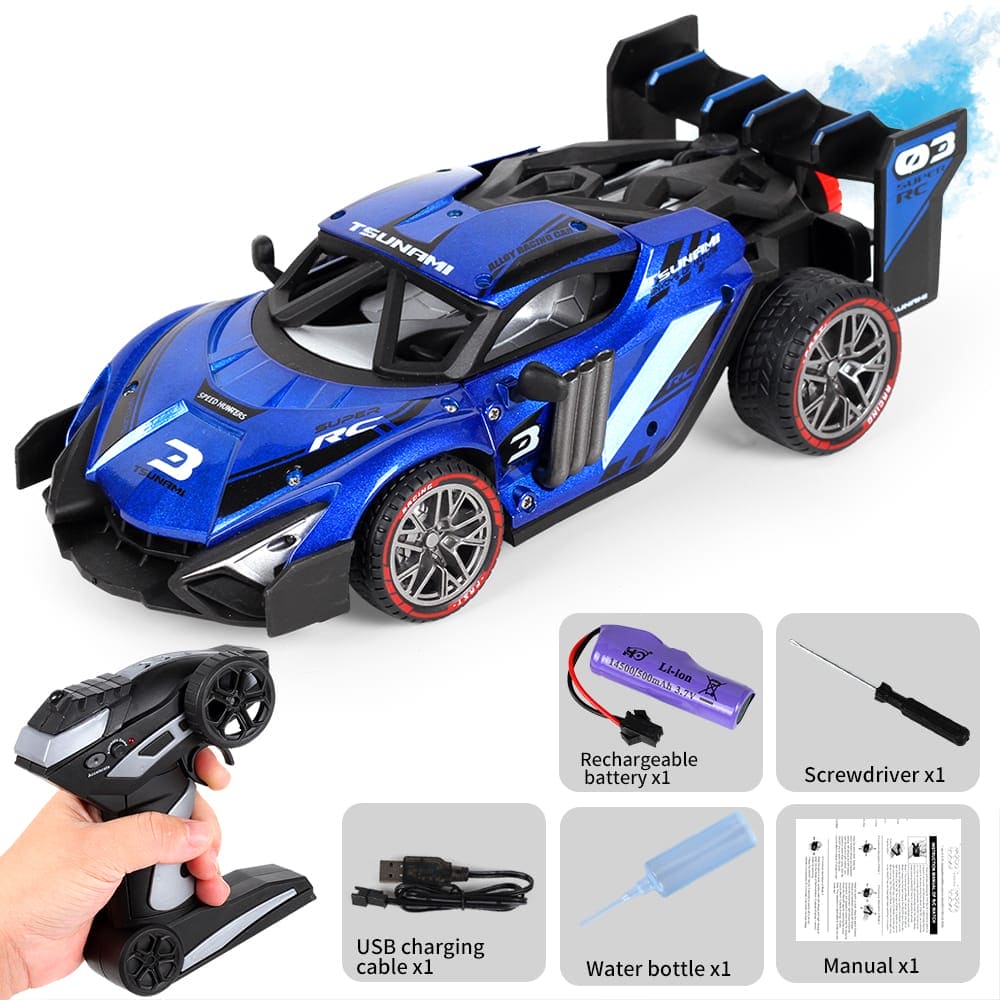 Remote Control Blue Smoke Drift Stunt Car Model Speed Racing