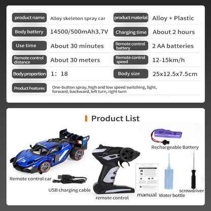 Remote Control Blue Smoke Drift Stunt Car Model Speed Racing