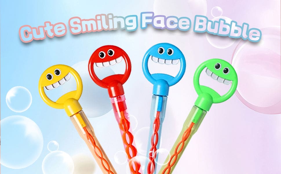 Smiling Face Bubble Stick (Pack Of 2 Stick With 5 Pack Bubbles Refill )